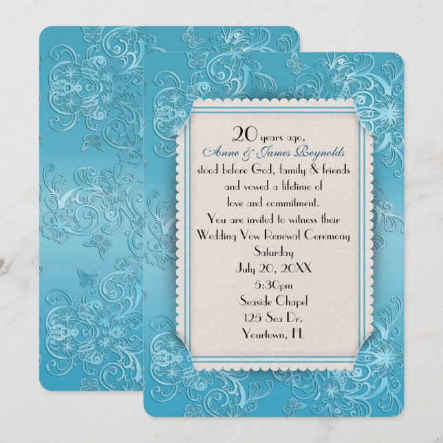 Invitation Renouveau Vow mariage 20e anniversaire (Devant / Derrière)