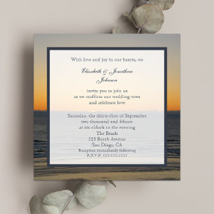 Invitation Renouveau Vow mariage Coucher de soleil sur l'eau