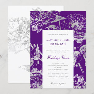 Invitation Renouveau Vow Mariage Simple Floral Purple
