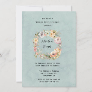 Invitation Renouveler Blue Spring Peony Mariage Couples Douch
