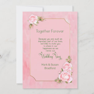 Invitation Renouveler les vues Mariages, Roses roses, Élégant