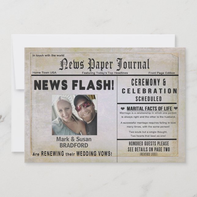 Invitation Renouveler l'invitation Vows Mariage, Nouveau papi (Devant)