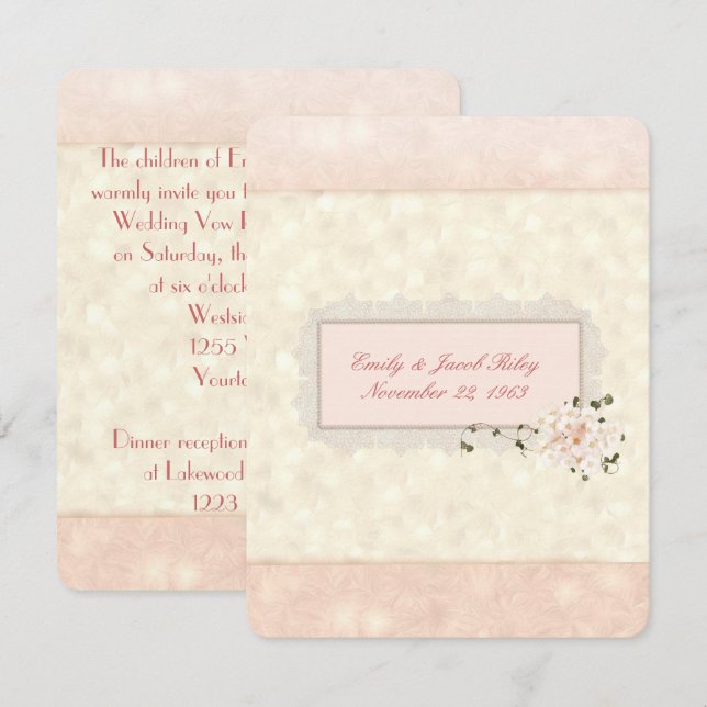 Invitation Renouvellement de la Vo Mariage Peach Soft (Devant / Derrière)
