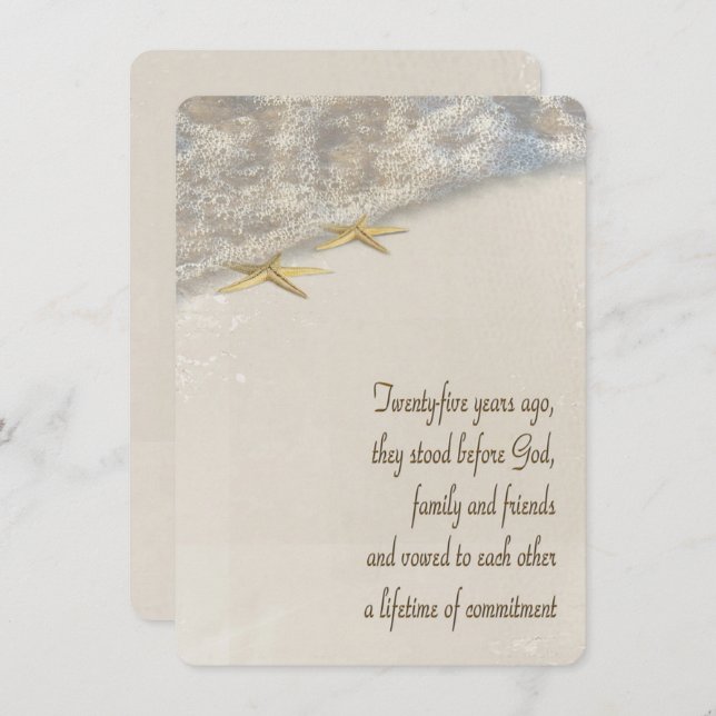 Invitation Renouvellement de la Vow Starfish pour le 25e anni (Devant / Derrière)