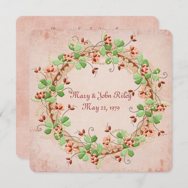 Invitation Renouvellement de la vue de la couronne mariage (Devant / Derrière)