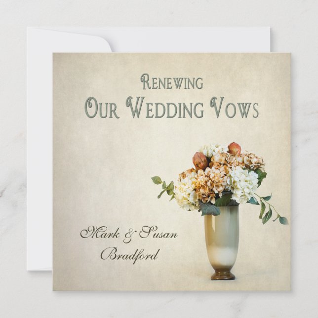 Invitation Renouvellement de l'invitation Vows Mariage - Flor (Devant)