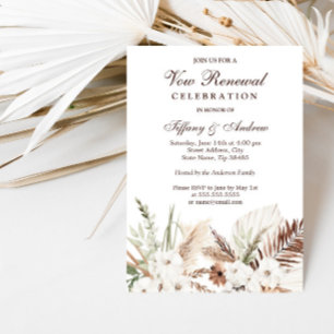 Invitation Renouvellement de vœu floral blanc bohème élégant