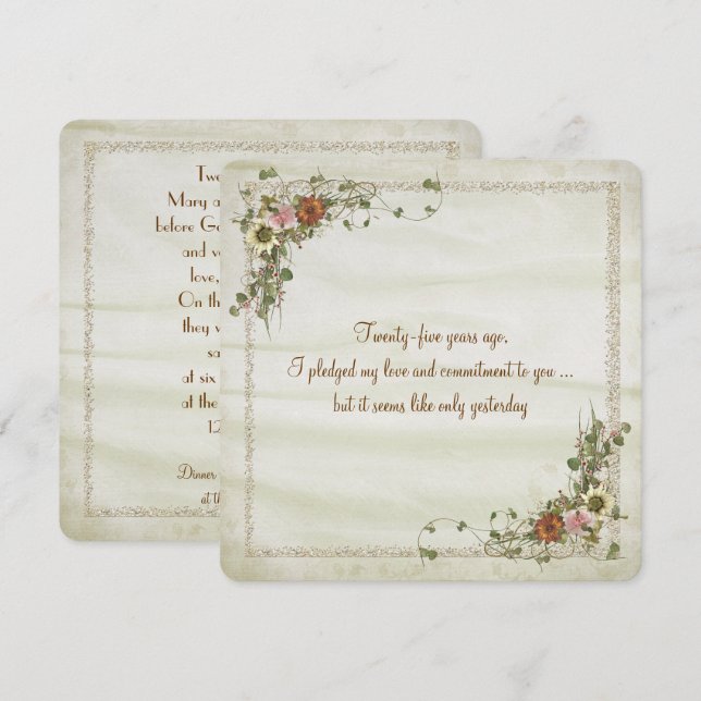 Invitation Renouvellement de Voeux d'Anniversaire de Mariage (Devant / Derrière)