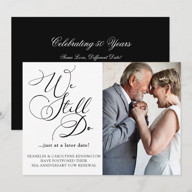 Invitation Renouvellement de Voeux d'Anniversaire de Mariage  (Devant / Derrière)