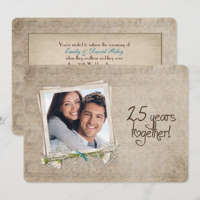 Invitation Renouvellement de vœux d'anniversaire de mariage d (Devant / Derrière)