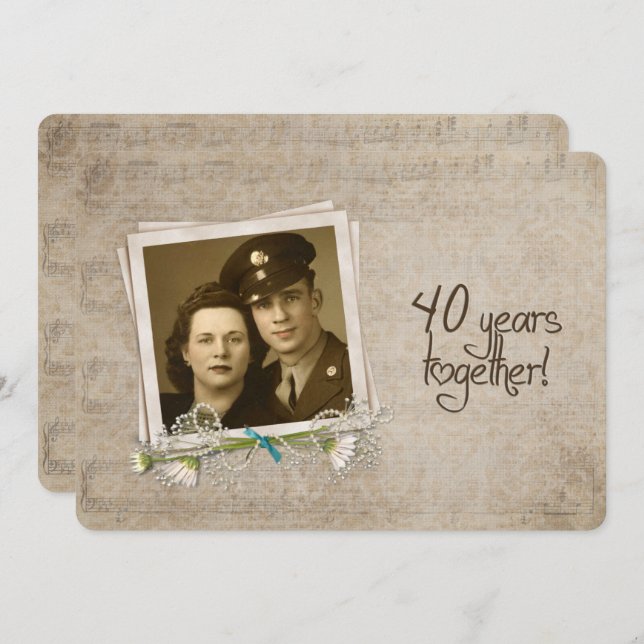 Invitation Renouvellement de vœux de 40e anniversaire de mari (Devant / Derrière)