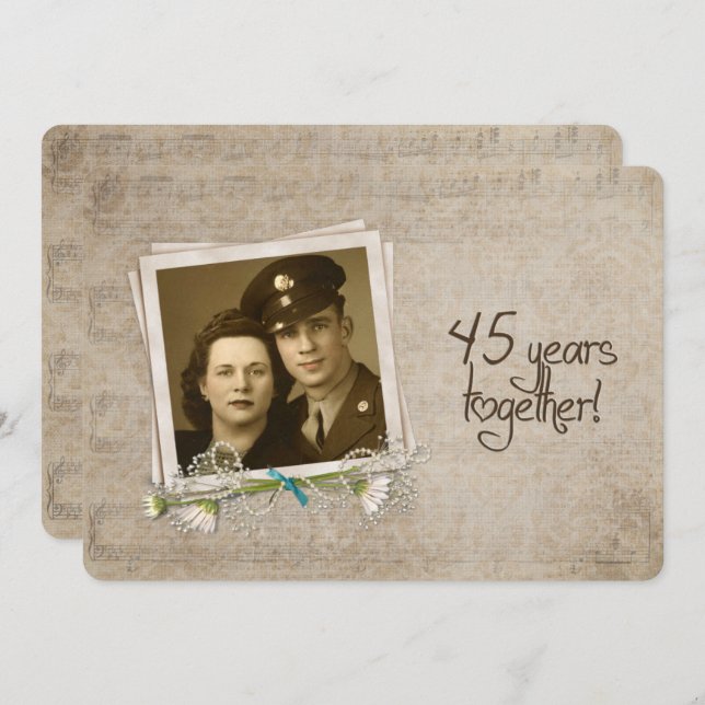 Invitation Renouvellement de vœux de 45e anniversaire de mari (Devant / Derrière)