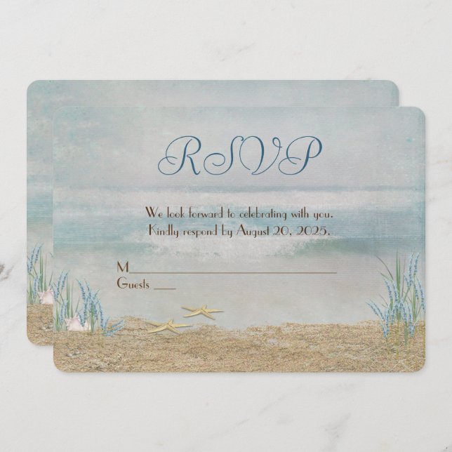 Invitation renouvellement de voeux de mariage bord de mer RSV (Devant / Derrière)