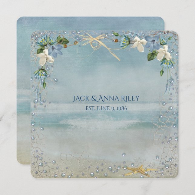 Invitation renouvellement de vœux de mariage étoile de mer (Devant / Derrière)