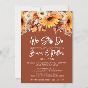 Invitation Renouvellement de vœux de mariage floral automnal
