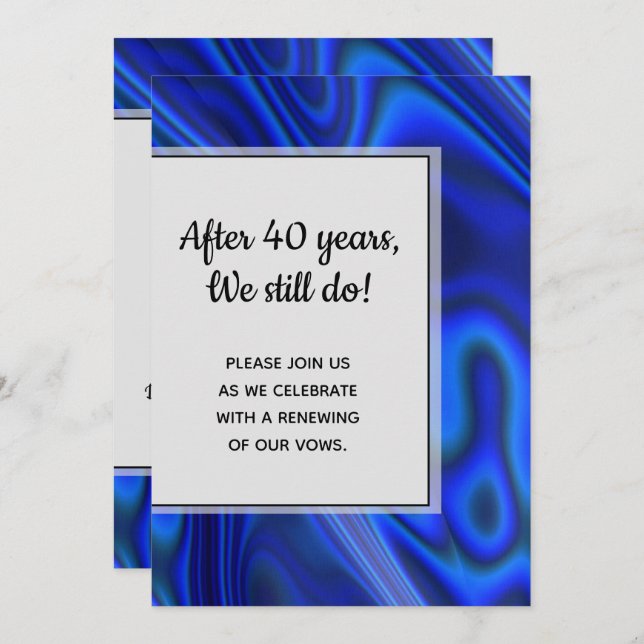 Invitation Renouvellement de Vœux de Mariage Fractal Coquille (Devant / Derrière)