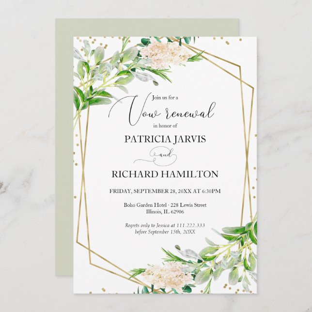 Invitation Renouvellement de Voeux de Mariage Géométrique à l (Devant / Derrière)