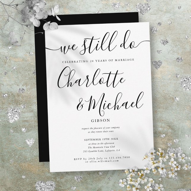 Invitation Renouvellement de vœux de mariage moderne 'We Stil (Modern We Still Do Script Vow Renewal Anniversary Invitation)