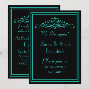 Invitation Renouvellement de vœux de mariage sarcelle et noir