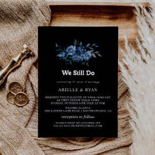 Invitation Renouvellement de Vœux Floral Bleu de la Royal Nav