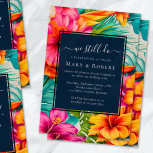 Invitation Renouvellement de Vœux Floral Tropical Hibiscus No