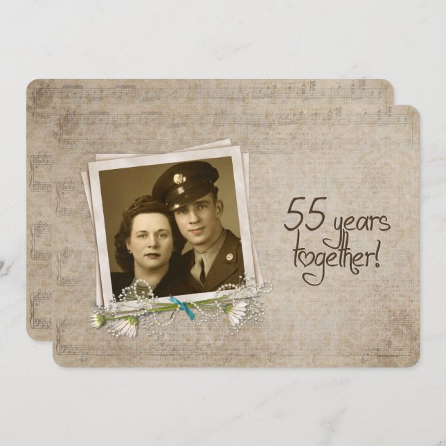 Invitation Renouvellement de vœux pour les 55 ans de mariage (Devant / Derrière)