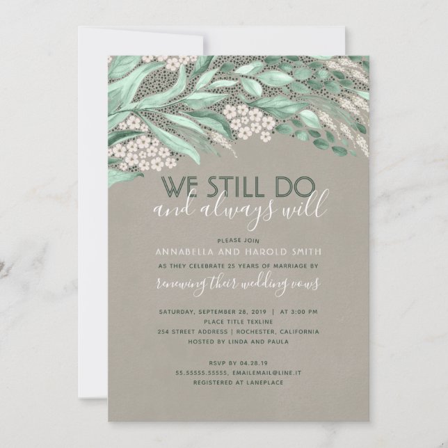 Invitation Renouvellement de vœux rustique pour anniversaire  (Devant)