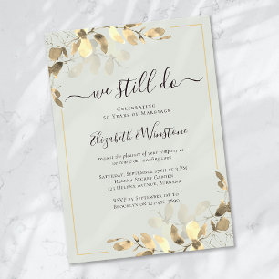 Invitation Renouvellement de vœux Vert Sauge Eucalyptus