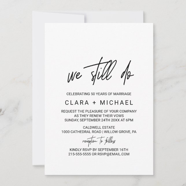 Invitation Renouvellement de Vow de la calligraphie lunaire (Devant)