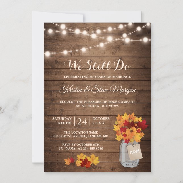 Invitation Renouvellement de Vow mariage | Feuilles Automnes  (Devant)