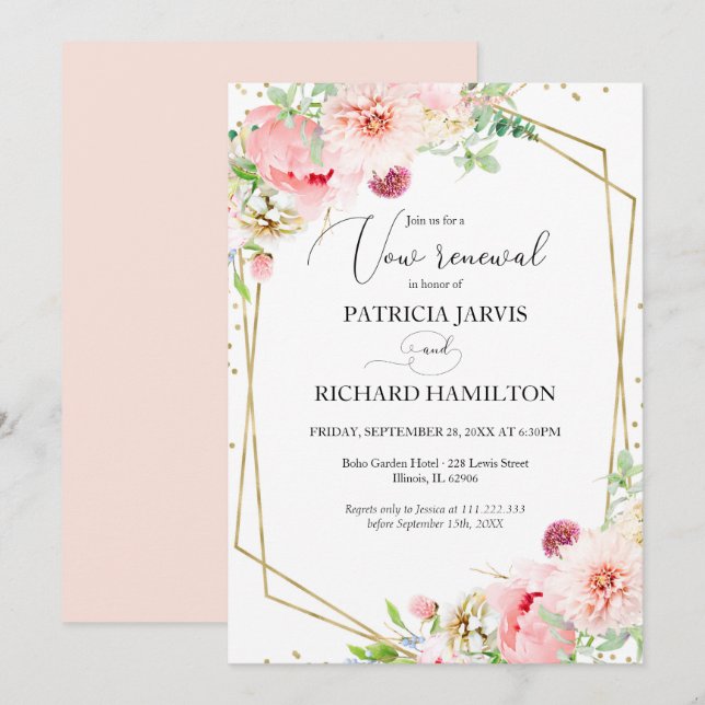 Invitation Renouvellement de Vow Mariage géométrique flou (Devant / Derrière)