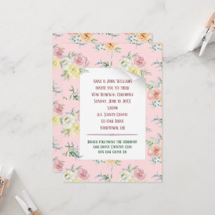 Invitation Renouvellement de Vow Rose aquarelle