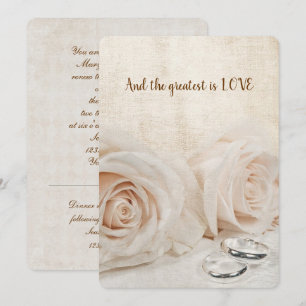 Invitation Renouvellement de Vow roses et anneaux