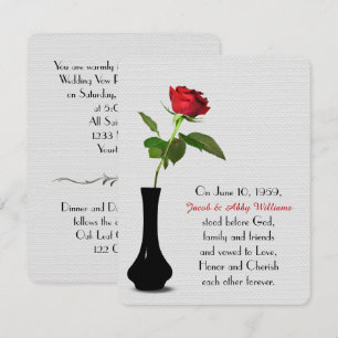 Invitation renouvellement des voeux du mariage rose rouge