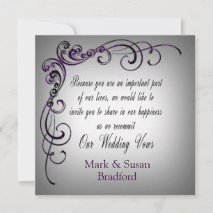 Invitation Renouvellement du mariage - Bordure gris violet