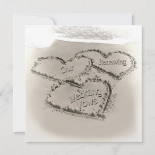Invitation Renouvellement du mariage sur la plage - Coeurs de