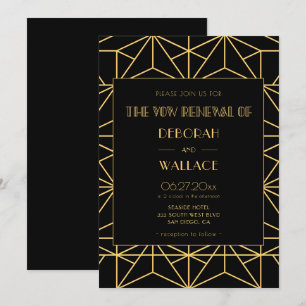 Invitation Renouvellement du voeu mariage art déco des années