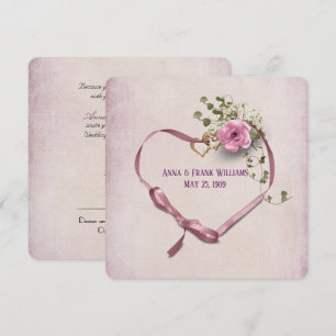 Invitation Renouvellement du voeu mariage coeur rose ruban av