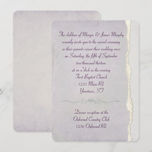 Invitation Renouvellement du voyant du Mariage de la lavande  (Devant / Derrière)
