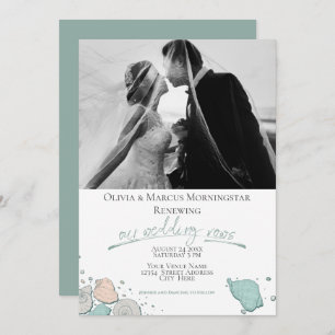 Invitation Renouvellement mariage Moderne Coquillage Corail T