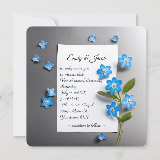 Invitation Renouvellement Vow mariage Oublier-Me-Nots (Devant)