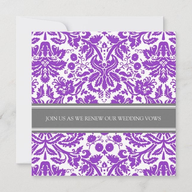 Invitation Renouvellement Vow Mariage Plum gris (Devant)
