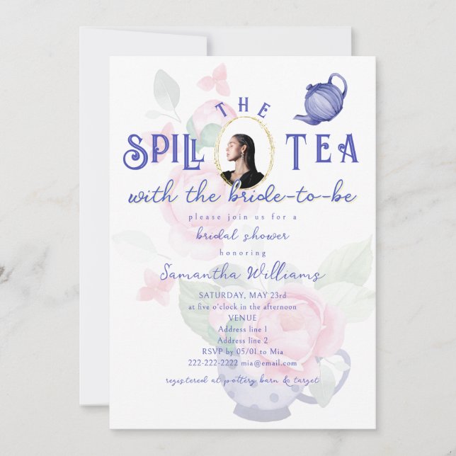 Invitation Répandez le Thé avec la Future Mariée Enterrement  (Devant)