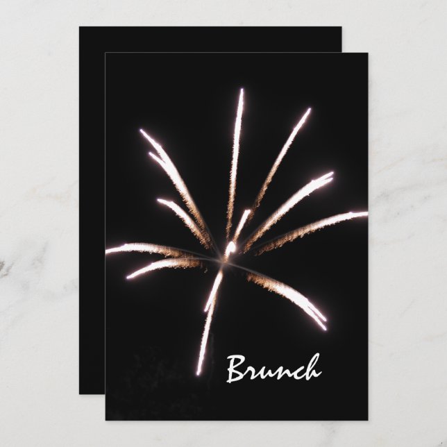 Invitation Repas de Brunch de Mariage Après les Feux d'Artifi (Devant / Derrière)