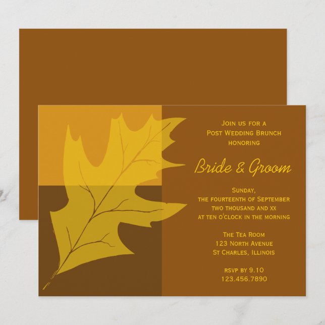 Invitation Repas de Brunch de Mariage avec Bloc de Couleurs d (Devant / Derrière)