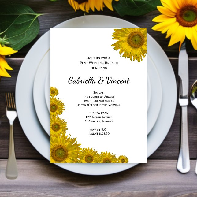 Invitation Repas de Brunch du Mariage au Bord des Tournesols  (Créateur téléchargé)