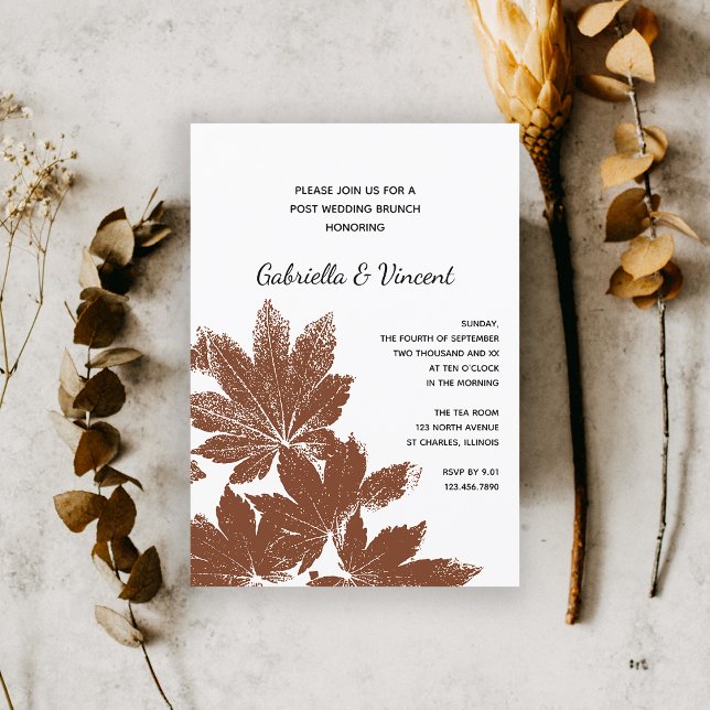 Invitation Repas de Mariage au Timbre de Feuille de l'Automne (Fall in Love with this natural woodsy wedding brunch invitation.)