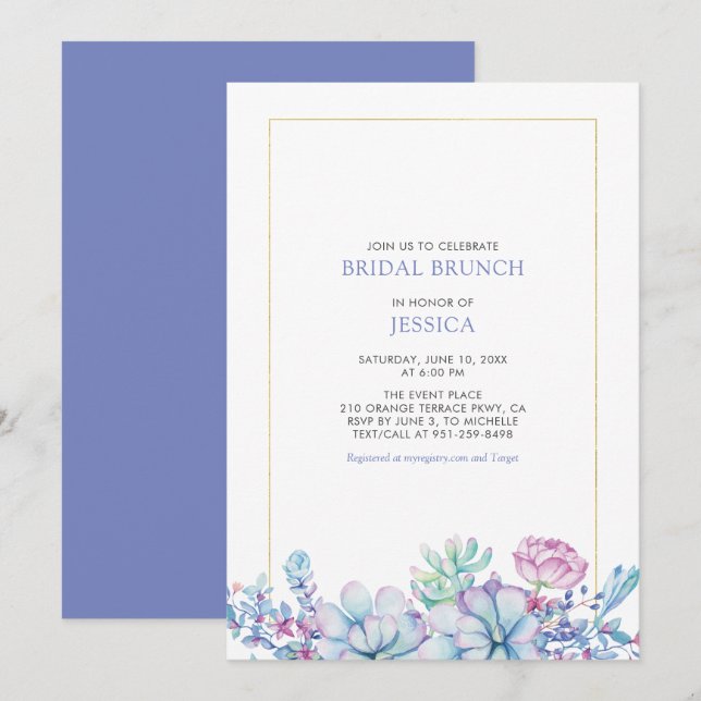 Invitation Repas de mariage avec des Succulentes Tropicales e (Devant / Derrière)