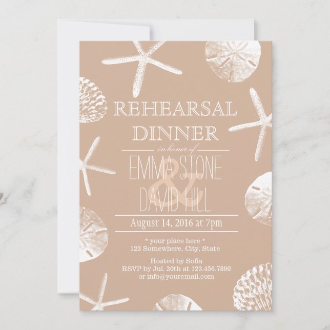 Invitation Repas de Mariage de Plage Neutral Seashells (Devant)