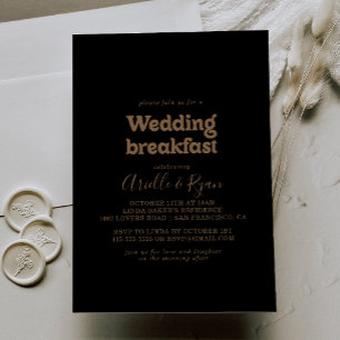 Invitation Repas de Mariage Minimaliste Classique en Or Noir